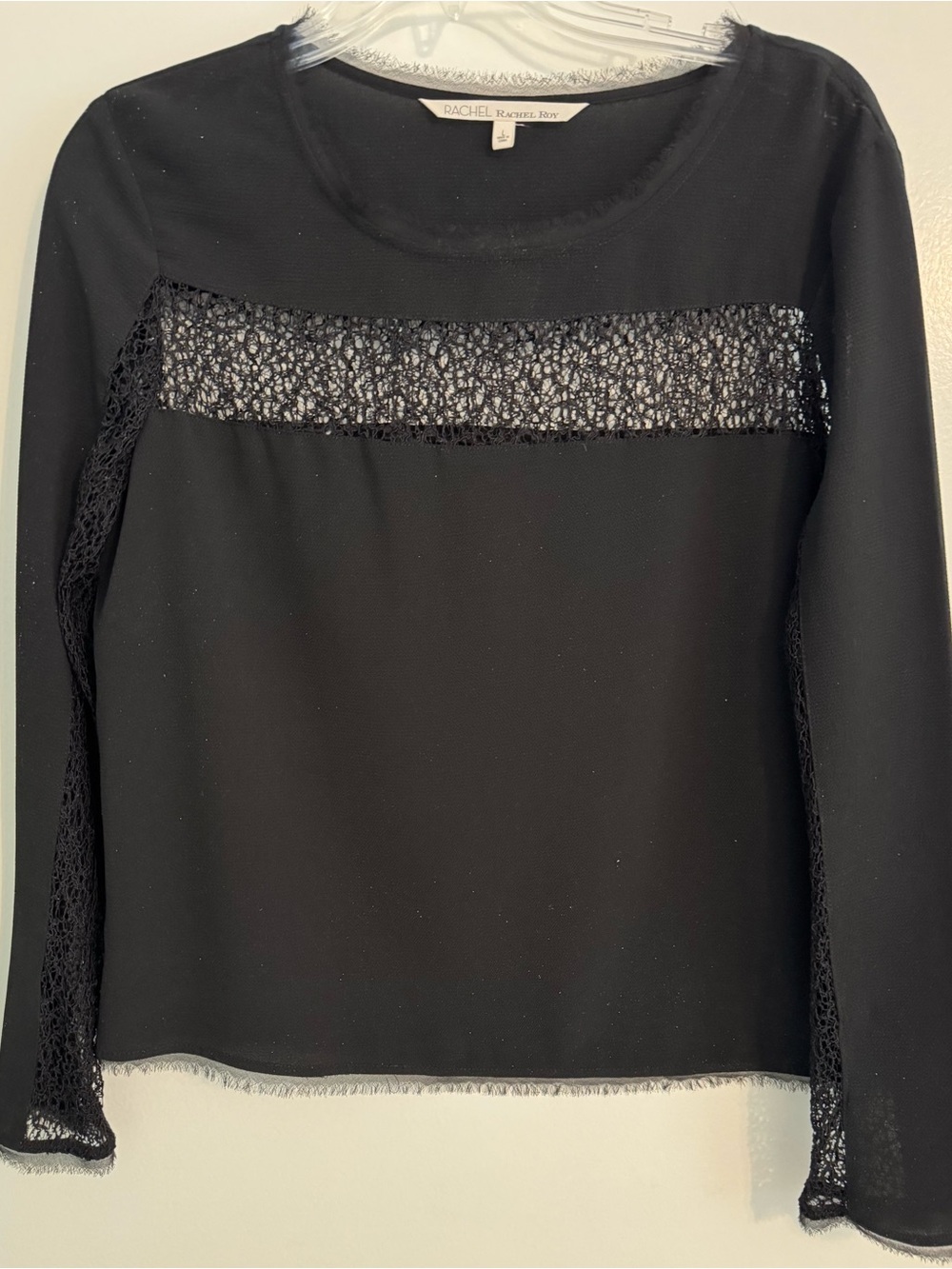 RACHEL Rachel Roy black lace blouse L